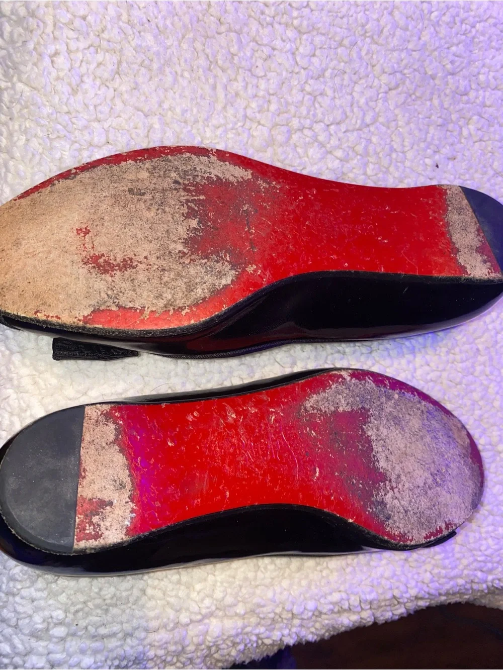 Christian Louboutin Black Bow Leather Ballet Flats
